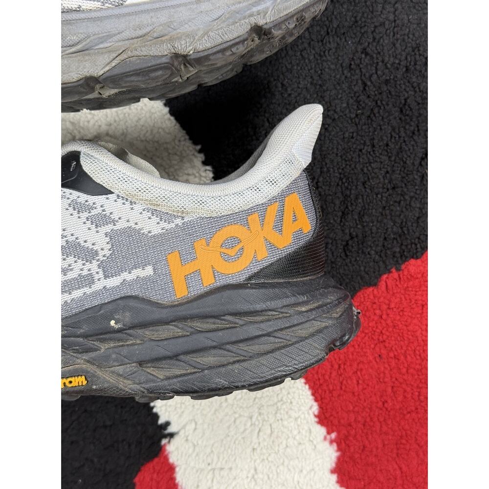 Hoka Speedgoat 5 Trail Running Shoes Grey Orange Vibram Mens Size 12D - Picture 4 of 15